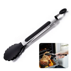 Stainless Steel Kitchen Tongs Silicone Nylon Non-Slip Tips