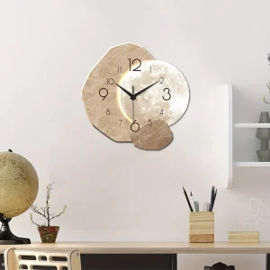 Modern Simple Silent Wall Clock, Moon Design