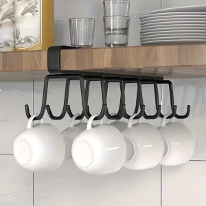 Kitchen Double Row Hook, Hanging Traceless Iron Cup Hook,