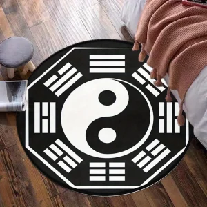 Round Crystal Velvet Rug Yin Yang Symbol